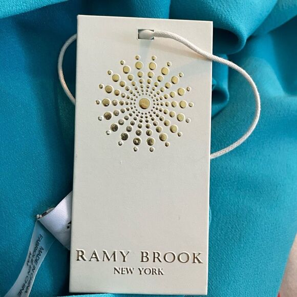 Ramy Brook One Shoulder Midi Dress Teal Crepe Bow Detail M - Picture 8 of 11